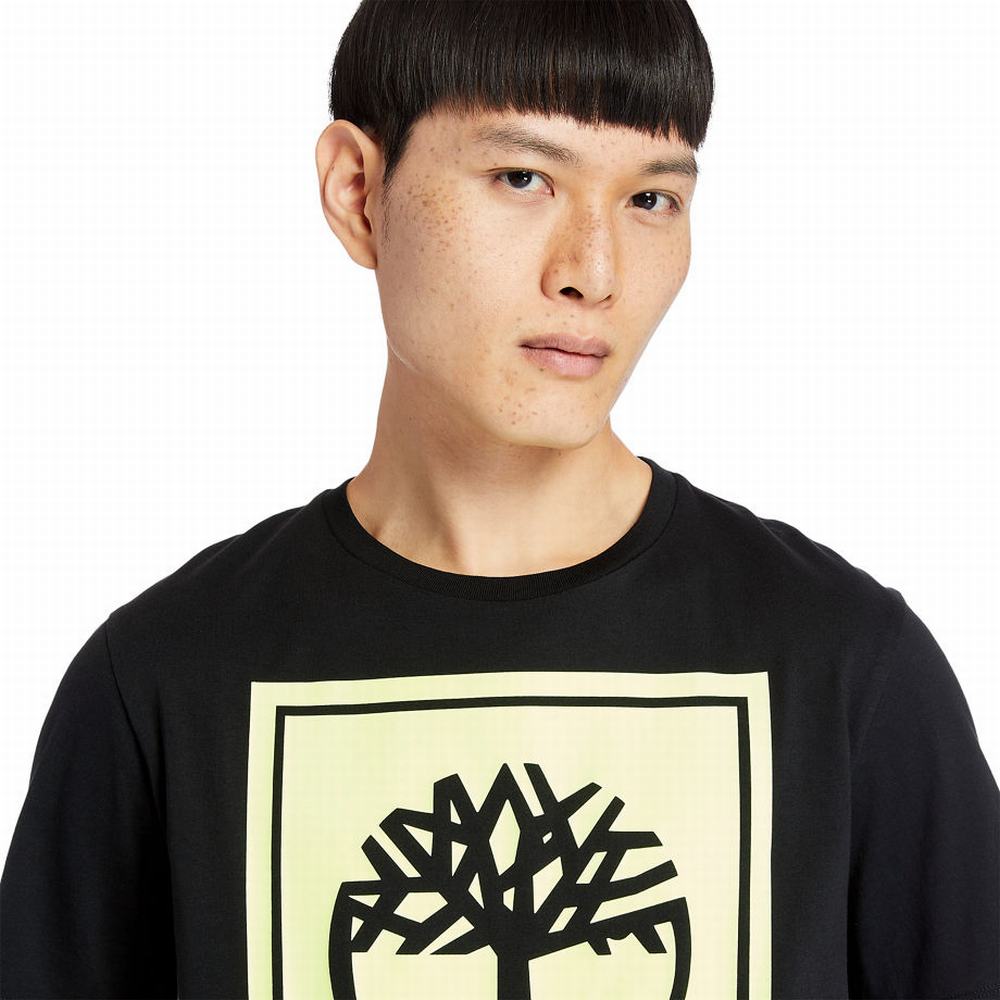 Pánské Tričko Timberland Stack Logo T-Shirt Černé | TI36214-912