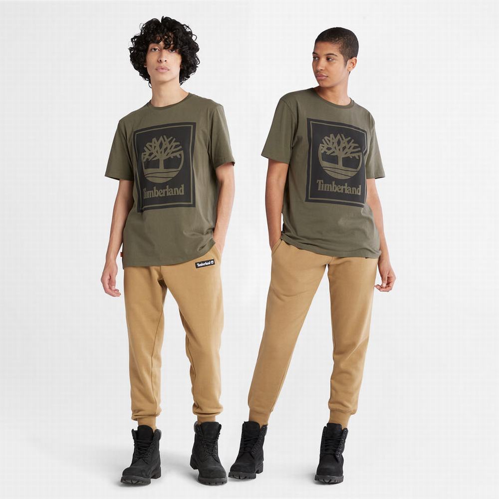Pánské Tričko Timberland Stack Logo T-Shirt Zelene | TI58316-485