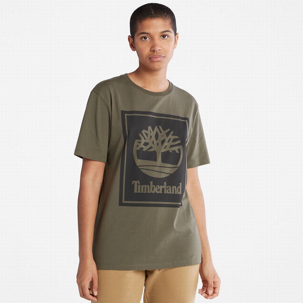 Pánské Tričko Timberland Stack Logo T-Shirt Zelene | TI58316-485
