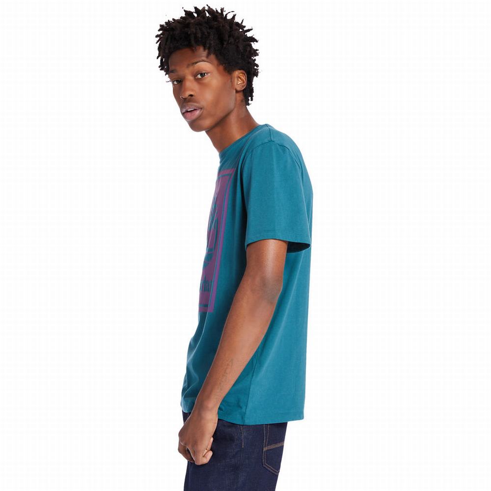 Pánské Tričko Timberland Stack Logo T-Shirt Tyrkysové | TI61294-924
