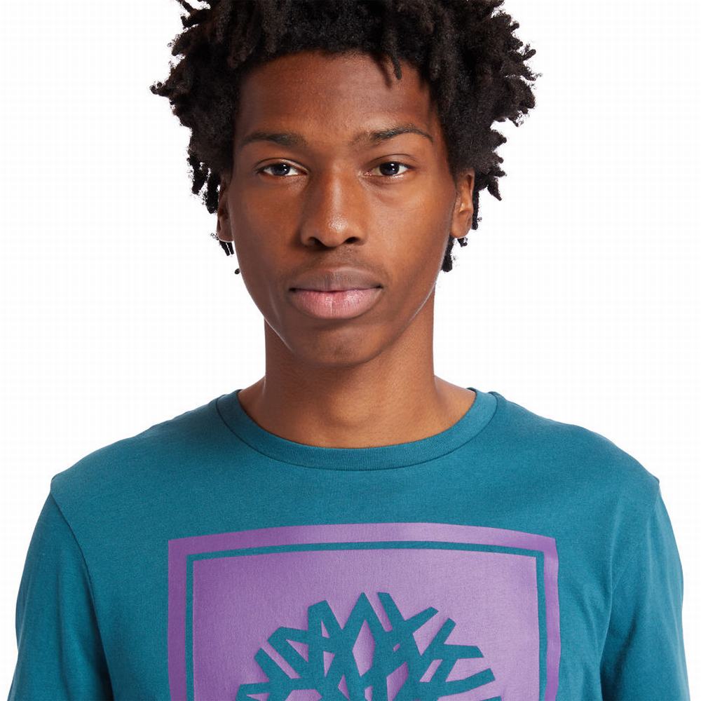 Pánské Tričko Timberland Stack Logo T-Shirt Tyrkysové | TI61294-924