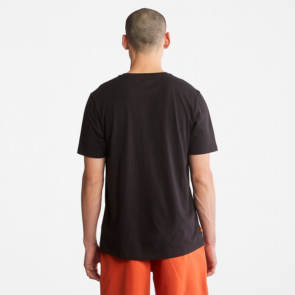 Pánské Tričko Timberland Stack Logo T-Shirt Černé Bílé | TI74650-720