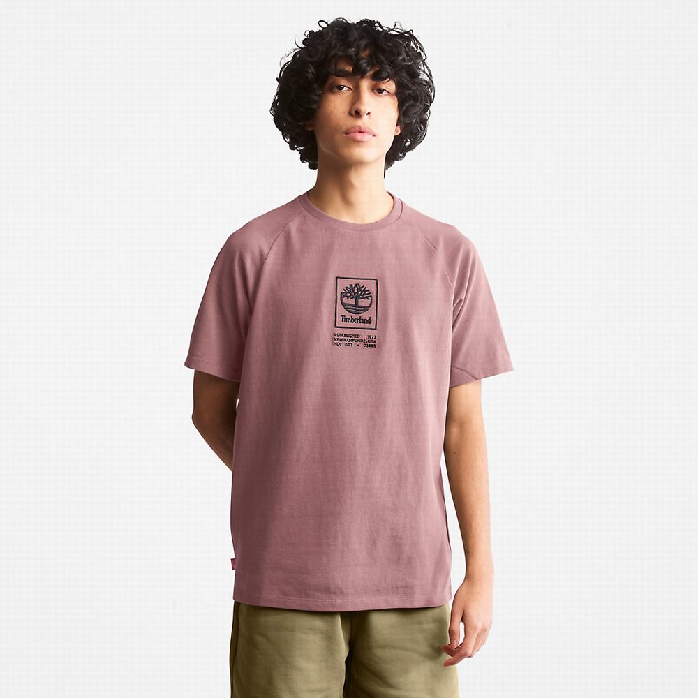 Pánské Tričko Timberland Stacked Logo T-Shirt Růžové | TI28175-932