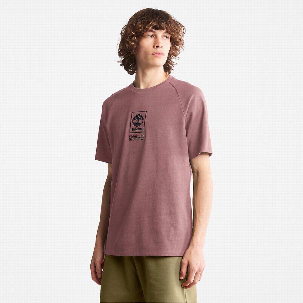 Pánské Tričko Timberland Stacked Logo T-Shirt Růžové | TI28175-932