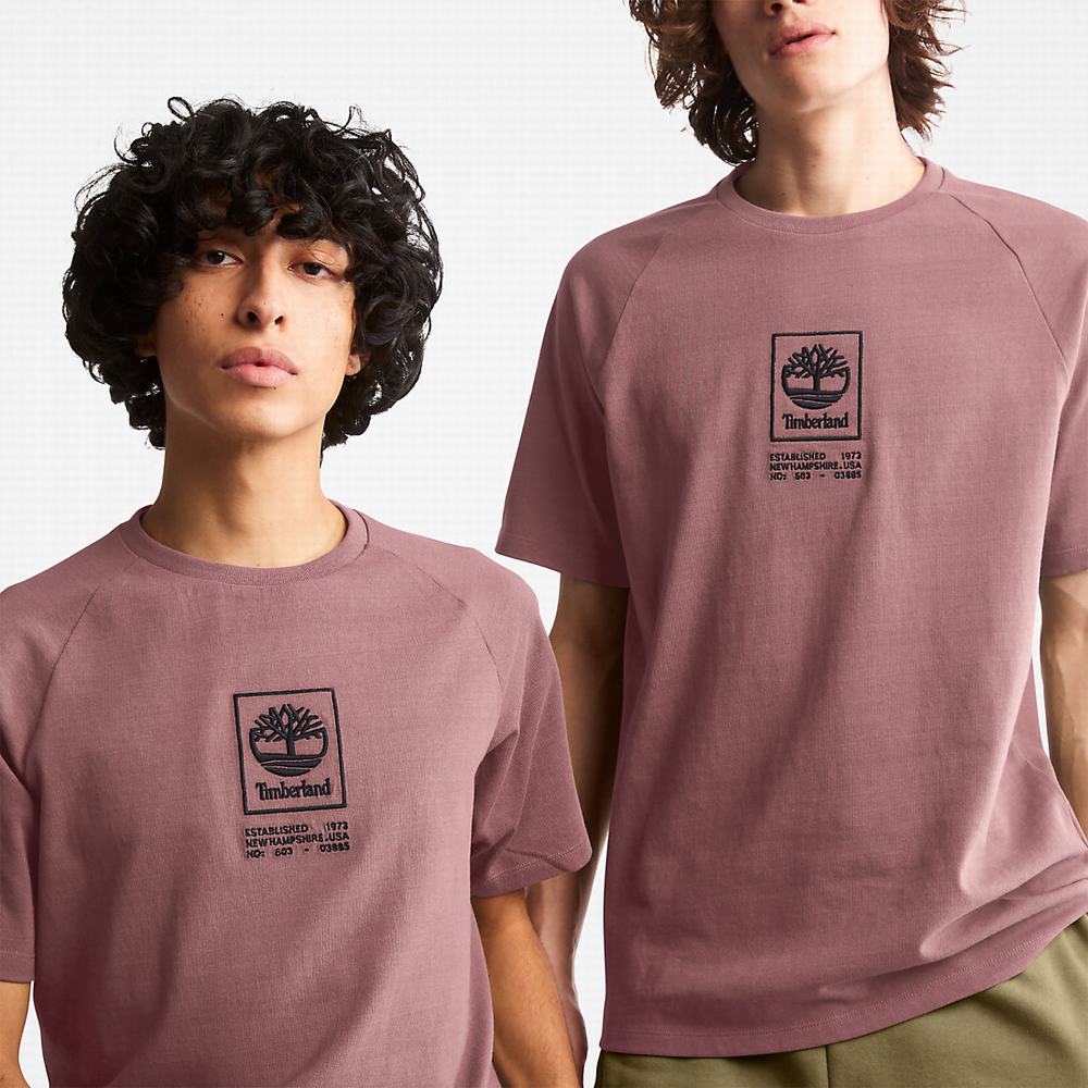 Pánské Tričko Timberland Stacked Logo T-Shirt Růžové | TI28175-932