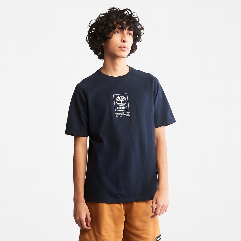 Pánské Tričko Timberland Stacked Logo T-Shirt Tmavě Blankyt | TI76540-290