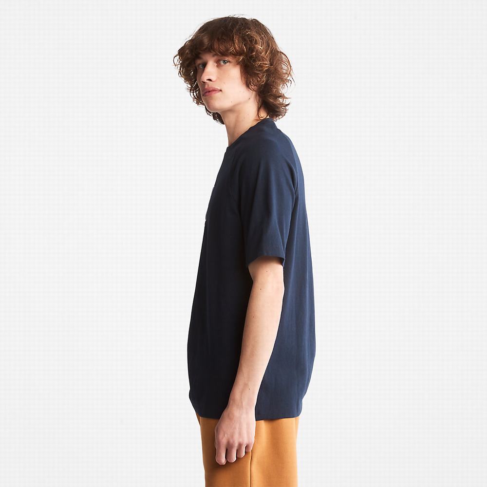 Pánské Tričko Timberland Stacked Logo T-Shirt Tmavě Blankyt | TI76540-290