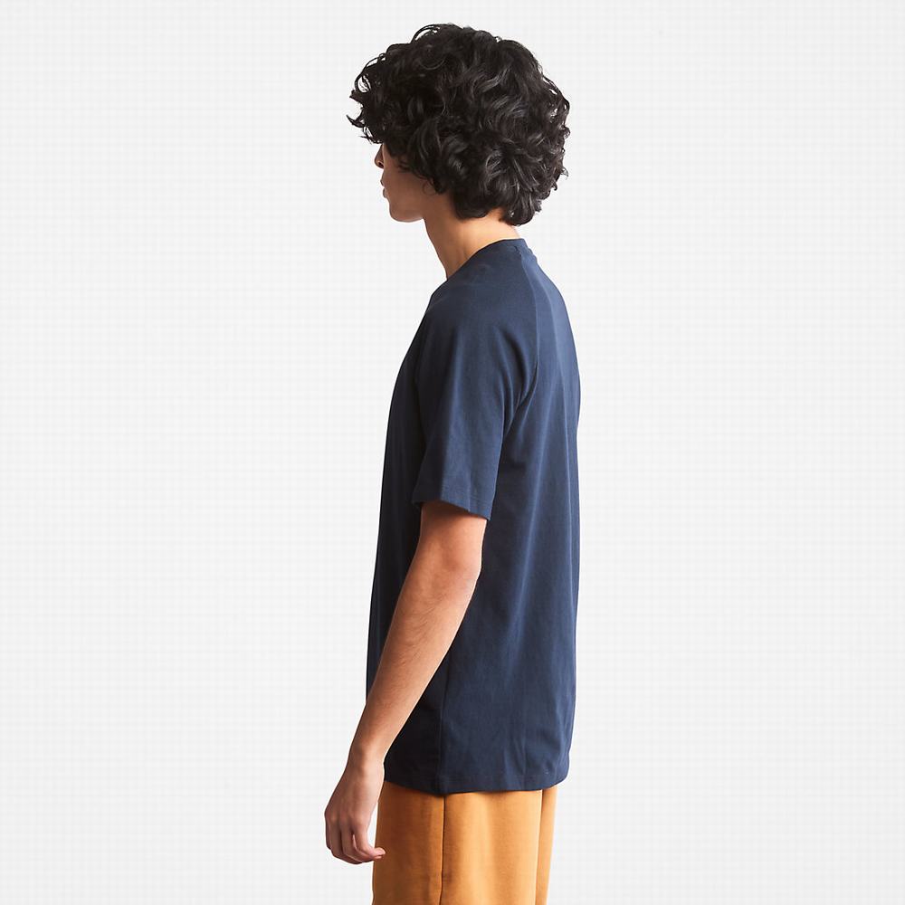 Pánské Tričko Timberland Stacked Logo T-Shirt Tmavě Blankyt | TI76540-290