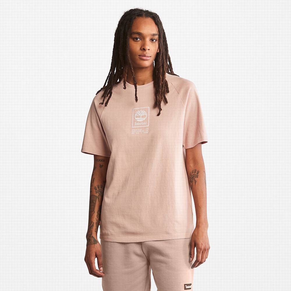 Pánské Tričko Timberland Stacked Logo T-Shirt Růžové | TI91524-619