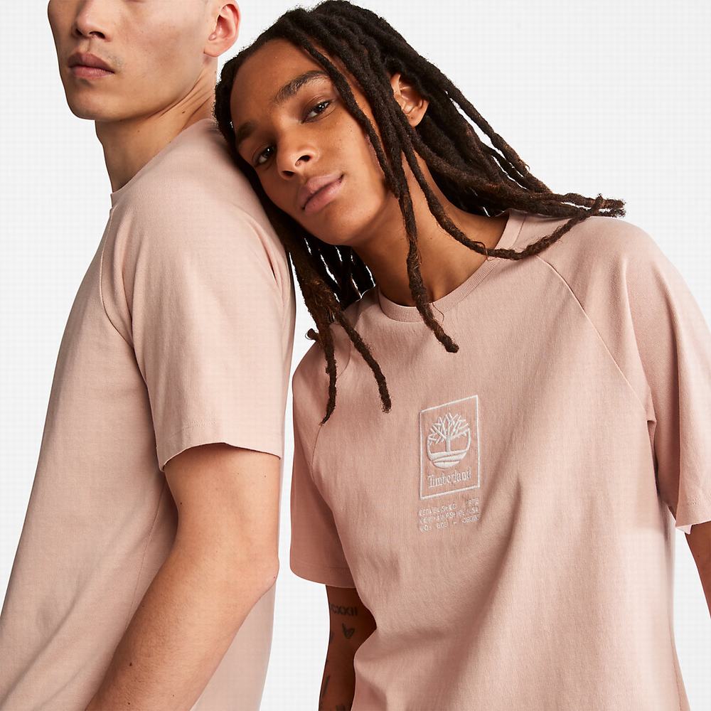 Pánské Tričko Timberland Stacked Logo T-Shirt Růžové | TI91524-619
