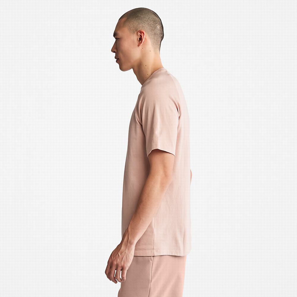 Pánské Tričko Timberland Stacked Logo T-Shirt Růžové | TI91524-619