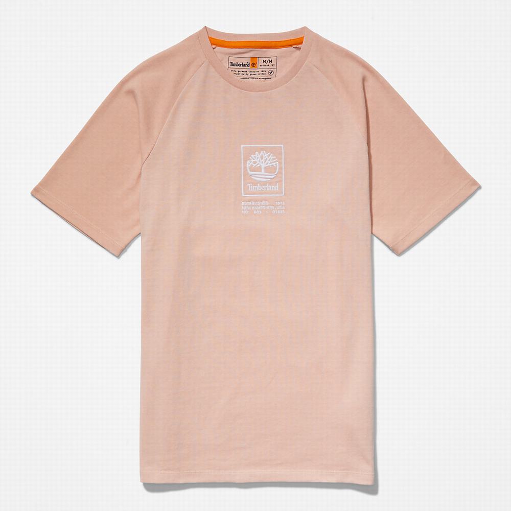 Pánské Tričko Timberland Stacked Logo T-Shirt Růžové | TI91524-619