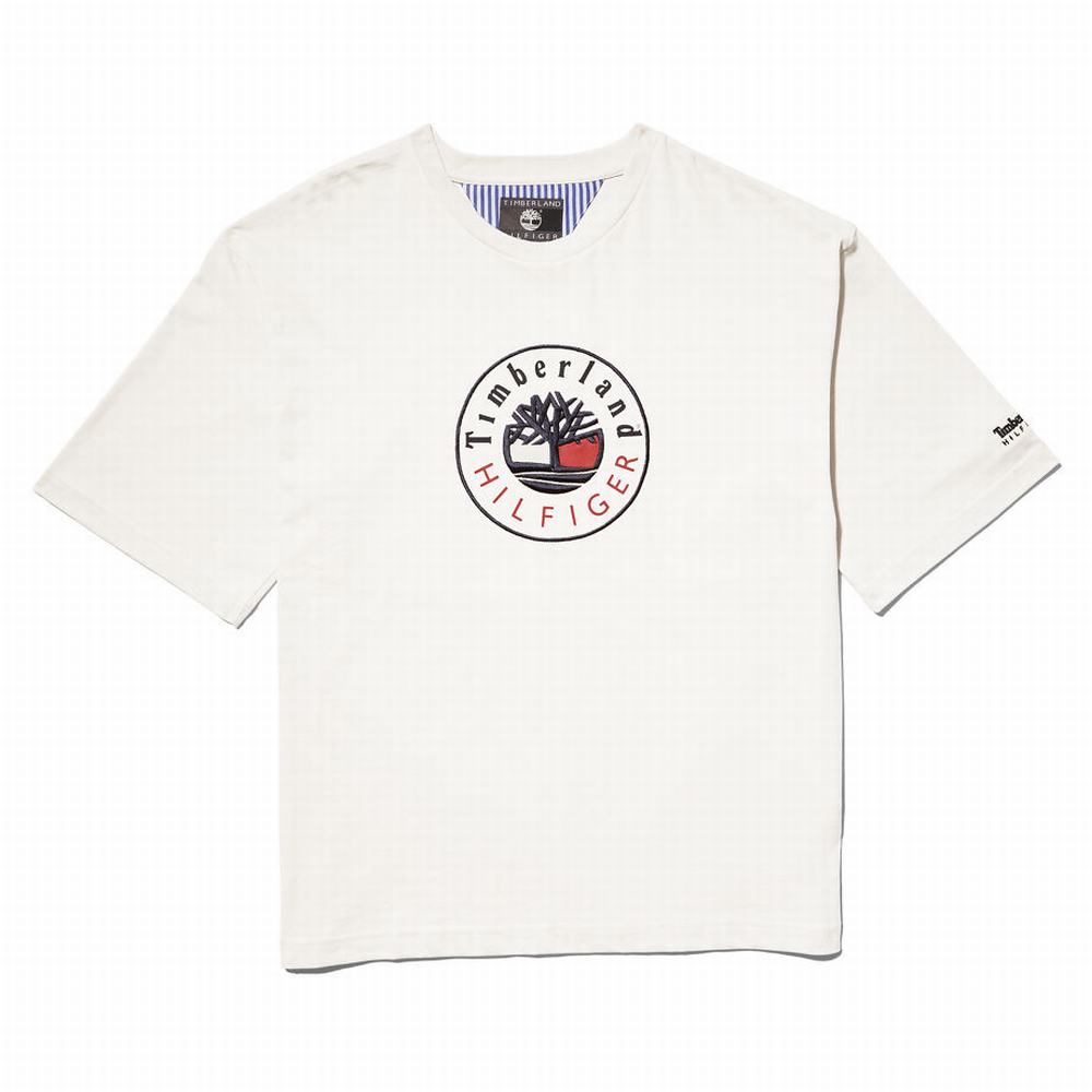 Pánské Tričko Timberland Tommy Hilfiger x Timberland® Re-imagined Logo T-Shirt Bílé | TI13074-789