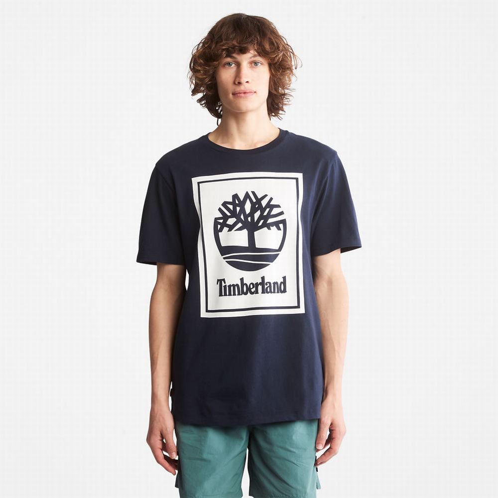 Pánské Tričko Timberland Tree Logo T-Shirt Tmavě Blankyt | TI10758-902