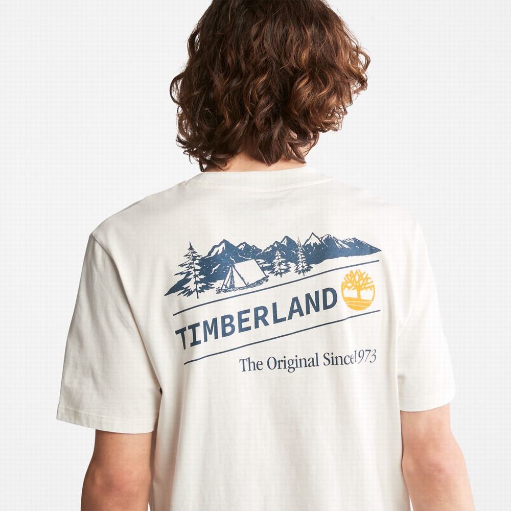 Pánské Tričko Timberland Utility Back-Graphic T-Shirt Bílé | TI60358-438