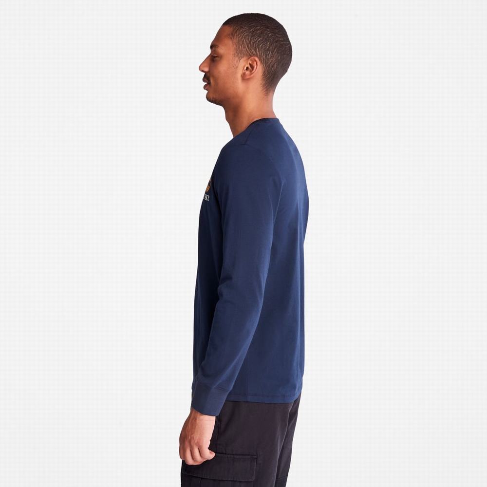 Pánské Tričko Timberland Vítr, Vody, Earth and Sky Long-Sleeve T-Shirt Tmavě Blankyt | TI17429-689