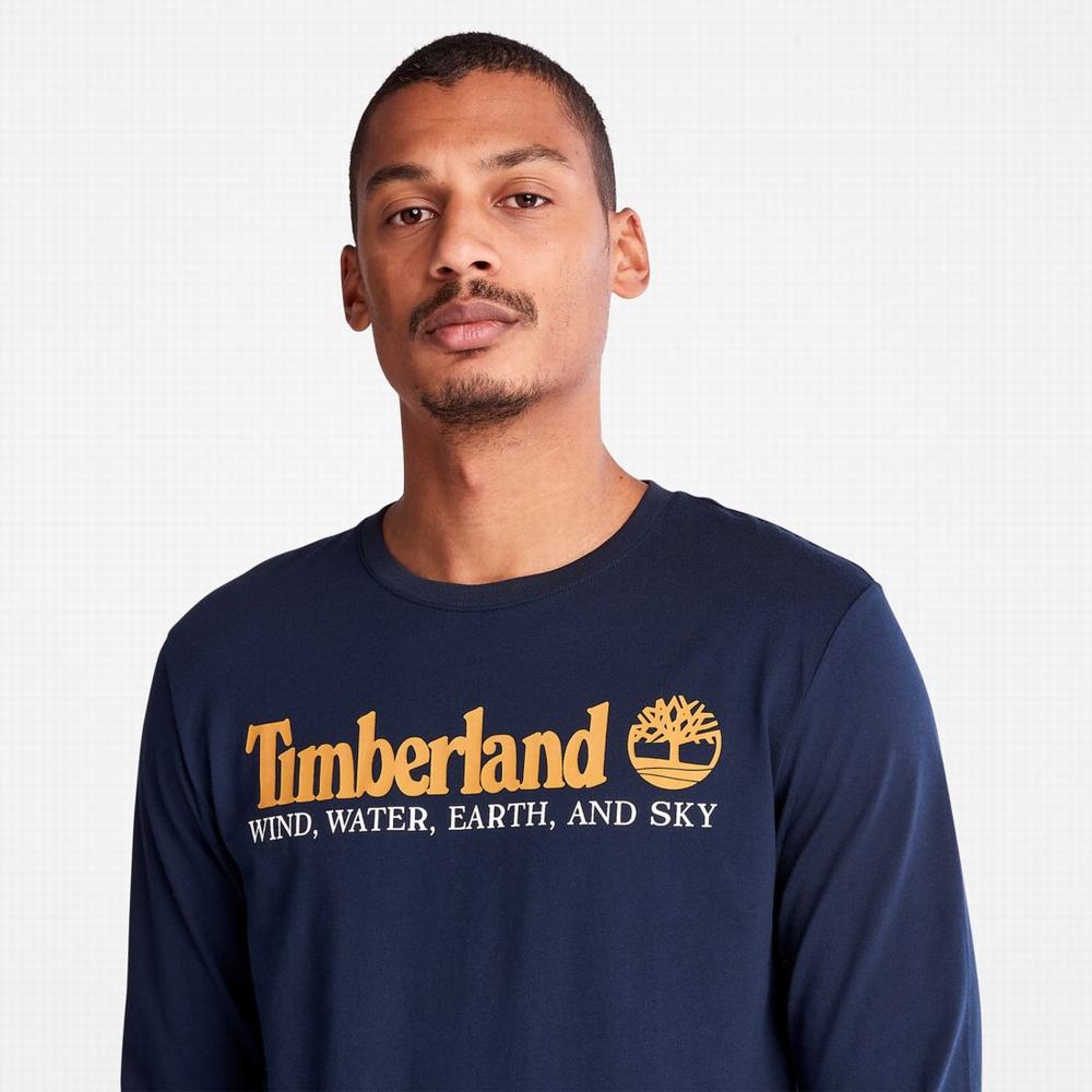 Pánské Tričko Timberland Vítr, Vody, Earth and Sky Long-Sleeve T-Shirt Tmavě Blankyt | TI17429-689
