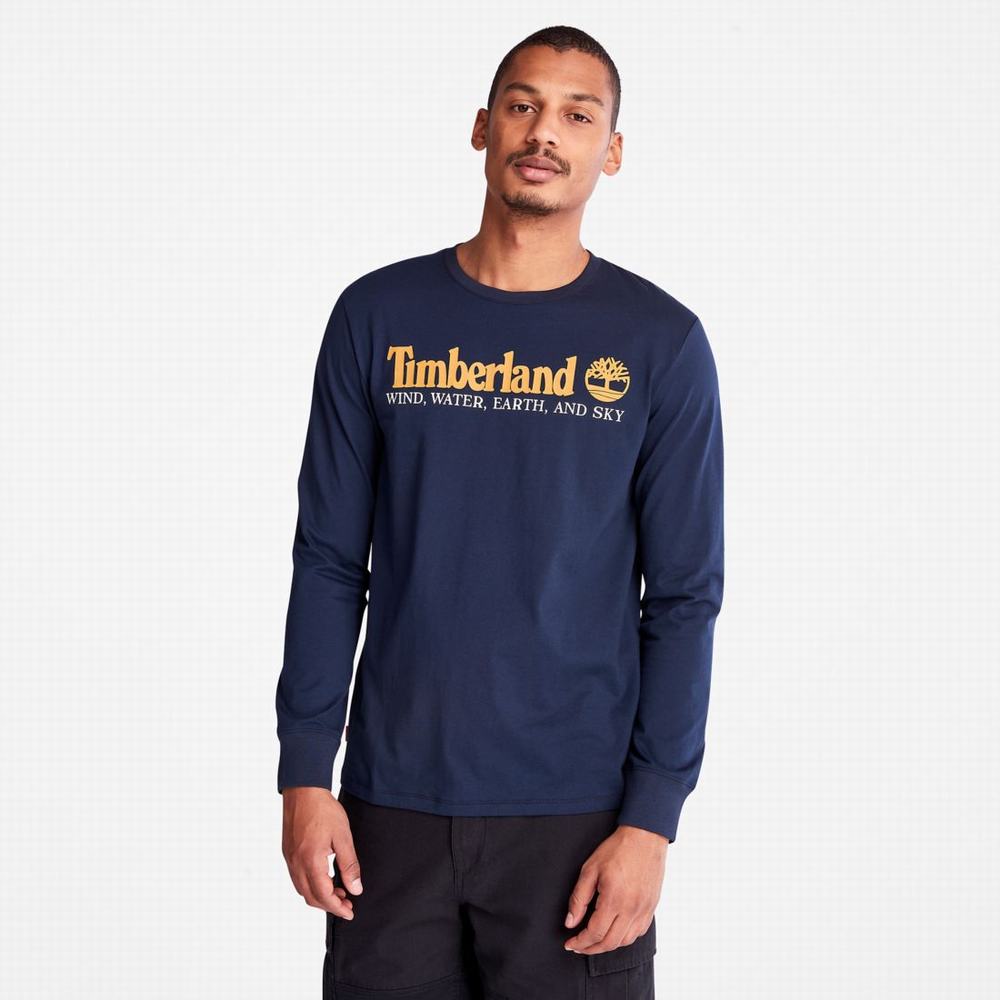Pánské Tričko Timberland Vítr, Vody, Earth and Sky Long-Sleeve T-Shirt Tmavě Blankyt | TI17429-689