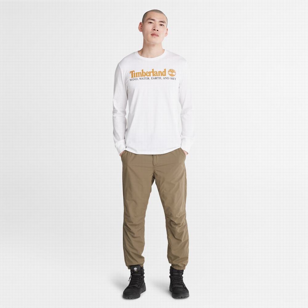 Pánské Tričko Timberland Vítr, Vody, Earth and Sky Long-Sleeve T-Shirt Bílé | TI21974-014