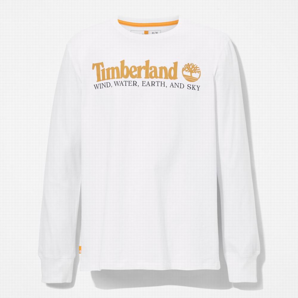 Pánské Tričko Timberland Vítr, Vody, Earth and Sky Long-Sleeve T-Shirt Bílé | TI21974-014