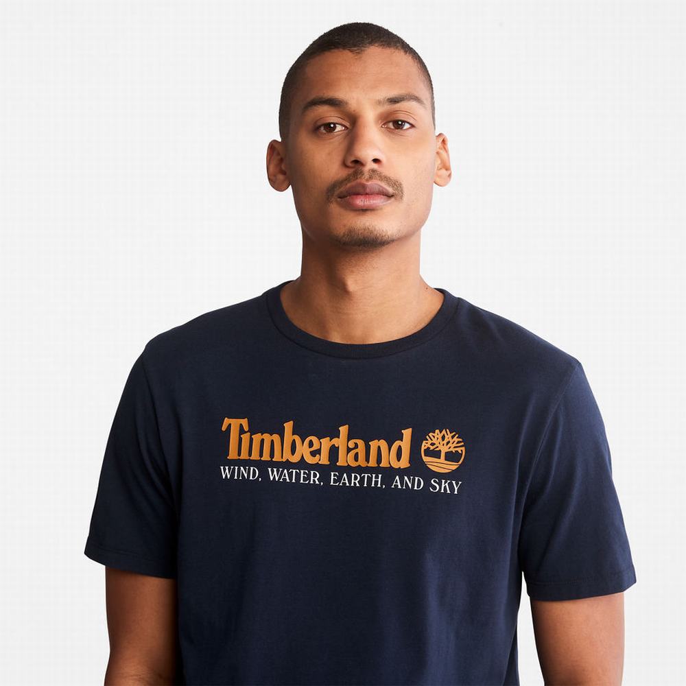 Pánské Tričko Timberland Vítr, Vody, Earth and Sky™ T-Shirt Tmavě Blankyt | TI68190-406