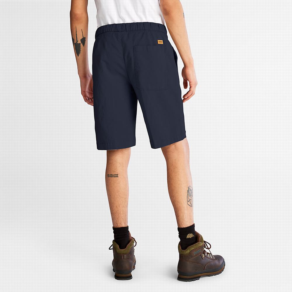 Pánské Šortky Timberland Bavlněné and Linen-Blend Tmavě Blankyt | TI19628-389