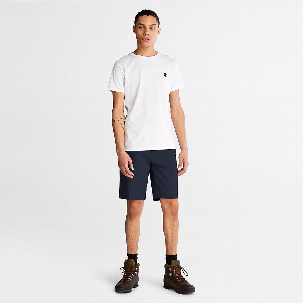 Pánské Šortky Timberland Bavlněné and Linen-Blend Tmavě Blankyt | TI19628-389
