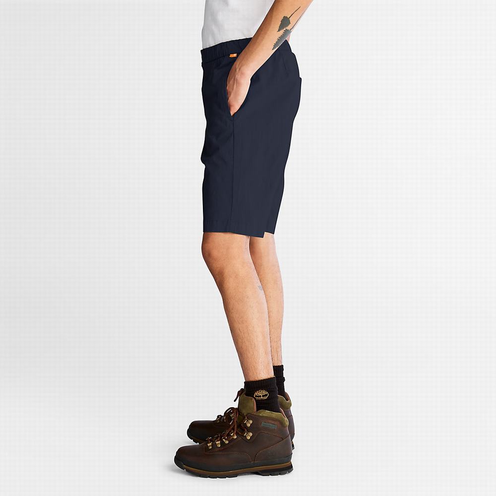 Pánské Šortky Timberland Bavlněné and Linen-Blend Tmavě Blankyt | TI19628-389