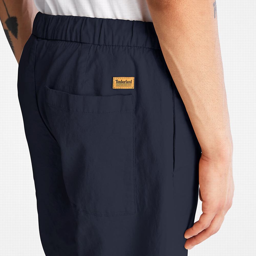 Pánské Šortky Timberland Bavlněné and Linen-Blend Tmavě Blankyt | TI19628-389