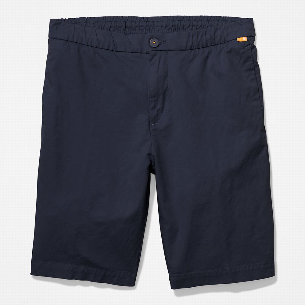 Pánské Šortky Timberland Bavlněné and Linen-Blend Tmavě Blankyt | TI19628-389