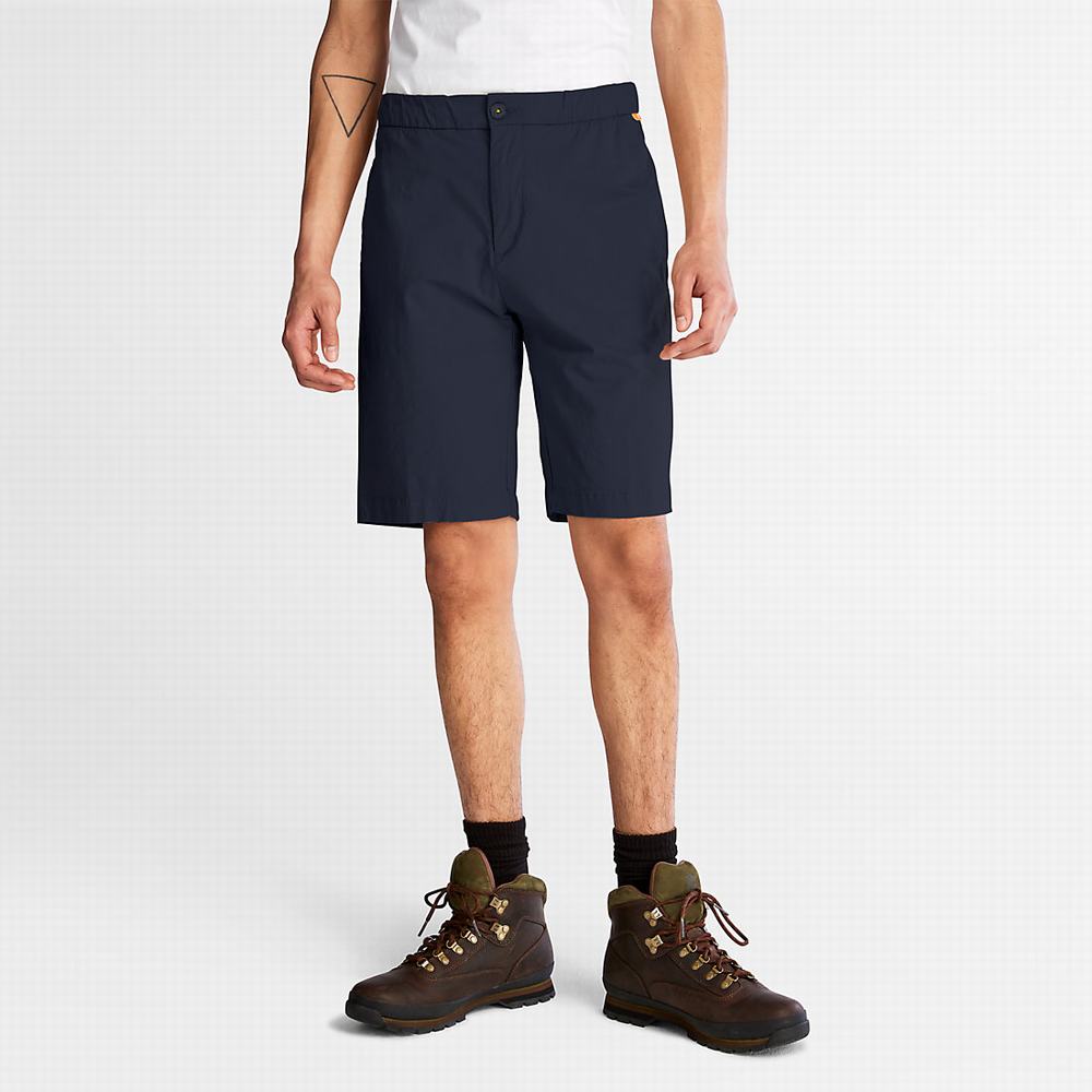 Pánské Šortky Timberland Bavlněné and Linen-Blend Tmavě Blankyt | TI19628-389