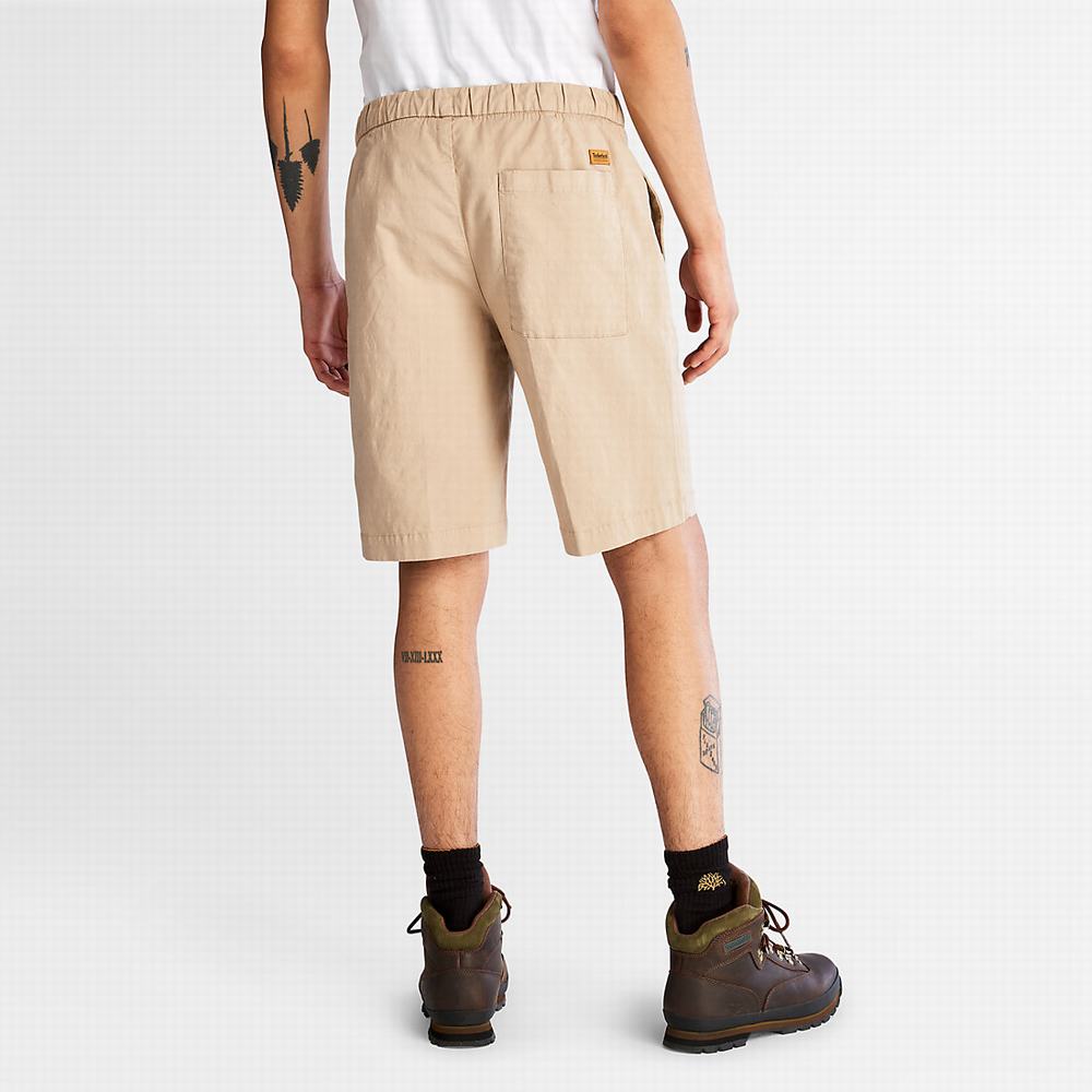 Pánské Šortky Timberland Bavlněné and Linen-Blend Béžový | TI62901-460