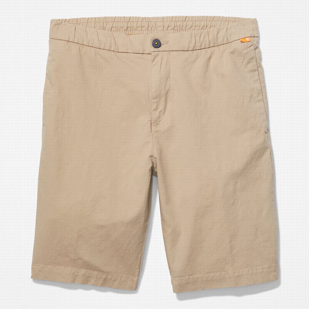 Pánské Šortky Timberland Bavlněné and Linen-Blend Béžový | TI62901-460