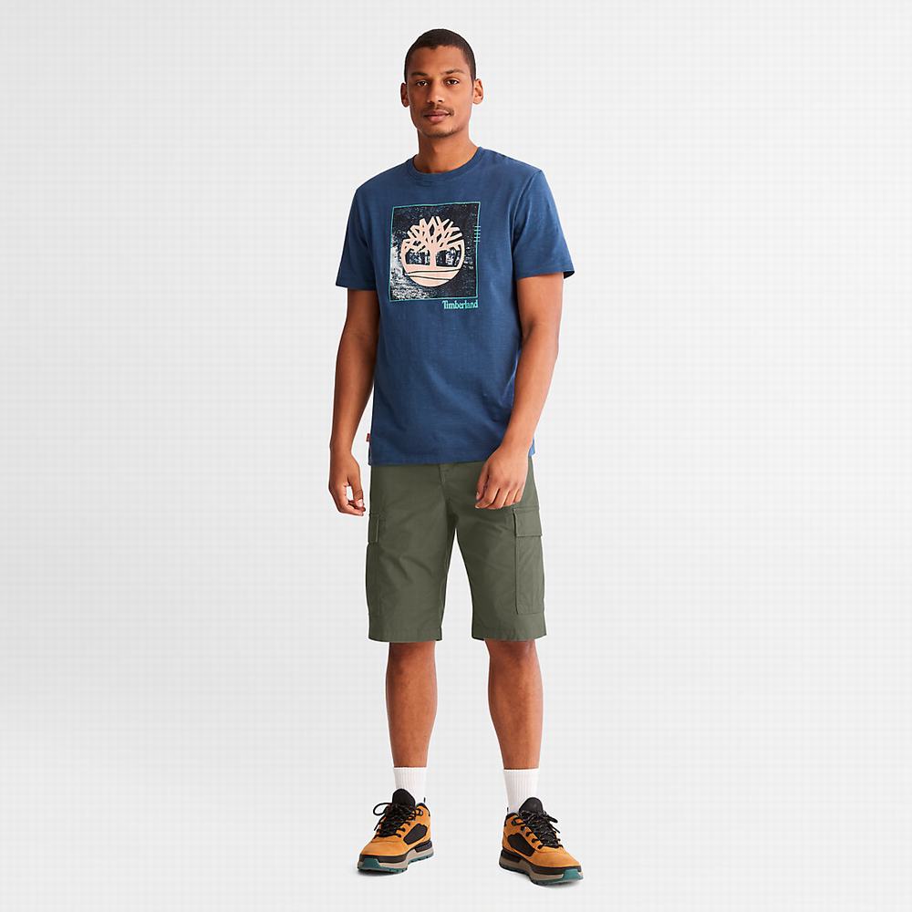 Pánské Šortky Timberland Poplin Cargo Tmavě Zelene | TI19048-902