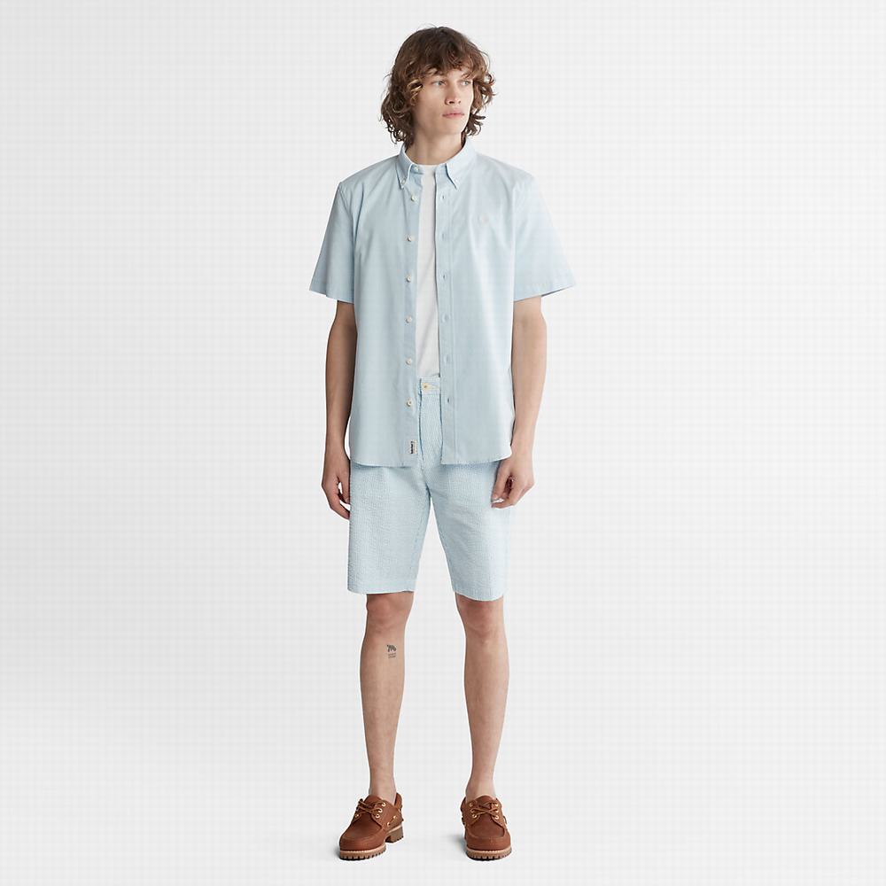 Pánské Šortky Timberland Seersucker Světle Blankyt | TI28960-542