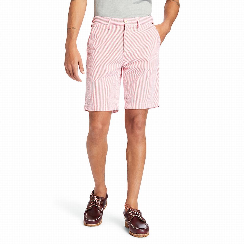 Pánské Šortky Timberland Seersucker Červené | TI62547-784