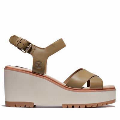 Dámské Sandály Timberland Koralyn Klínku Greige | TI39150-097