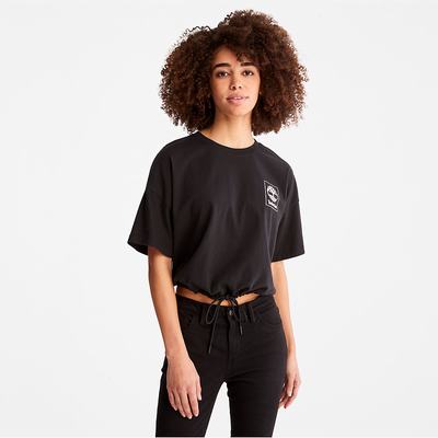 Dámské Tričko Timberland Cropped T-Shirt with Drawstring Hem T-Shirt Černé | TI79436-024