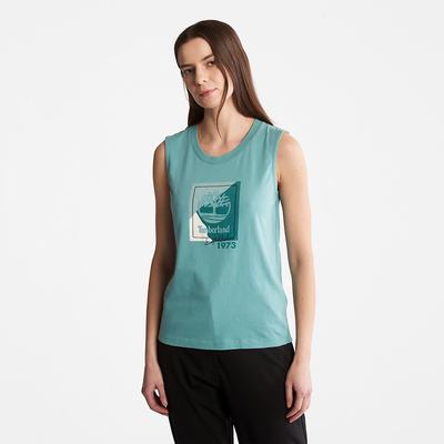 Dámské Tričko Timberland Logo Tank Top Tyrkysové | TI14359-178
