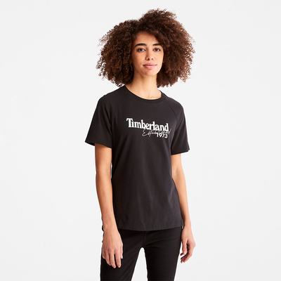 Dámské Tričko Timberland Raglan-sleeve Logo T-Shirt Černé | TI35167-619