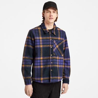 Pánské Bundy Timberland Check Fleece Overshirt Tmavě Blankyt | TI03972-943