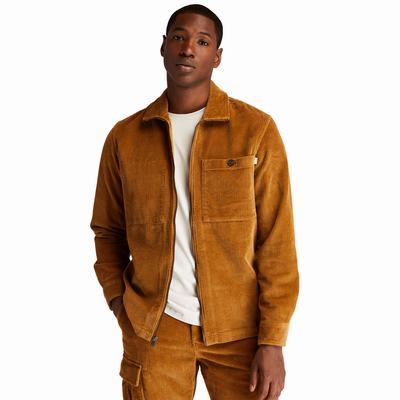 Pánské Bundy Timberland Corduroy Zip Overshirt Hnědé | TI98365-820