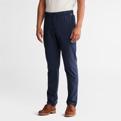 Pánské Kalhoty Jogger Timberland Bavlněné and Linen-Blend Tmavě Blankyt | TI97548-308