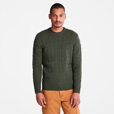 Pánské Jumpers Timberland Phillips Brook Cable Crewneck Tmavě Zelene | TI16520-156