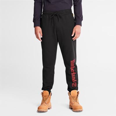 Pánské Kalhoty Timberland Logo Sweatpants Černé Tmavě Červené | TI09485-685