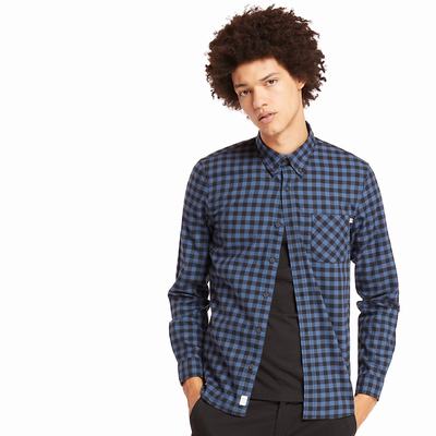 Pánské Košile Timberland Back River Slim Check Tmavě Blankyt | TI58374-198