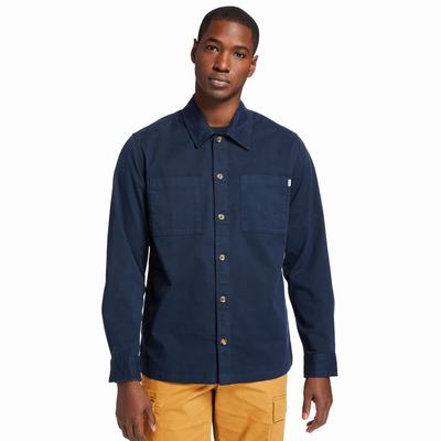 Pánské Košile Timberland Garment-Dyed Twill Tmavě Blankyt | TI60947-769