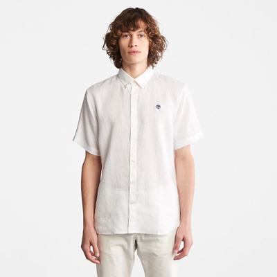 Pánské Košile Timberland Mill River Krátké-Sleeve Linen Bílé | TI71934-409