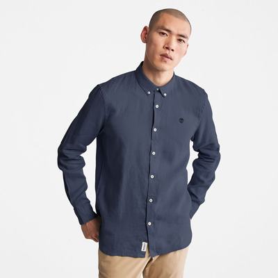 Pánské Košile Timberland Mill River LS Linen Tmavě Blankyt | TI13089-963