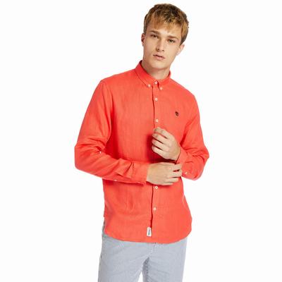 Pánské Košile Timberland Mill River LS Linen Červené | TI14536-035